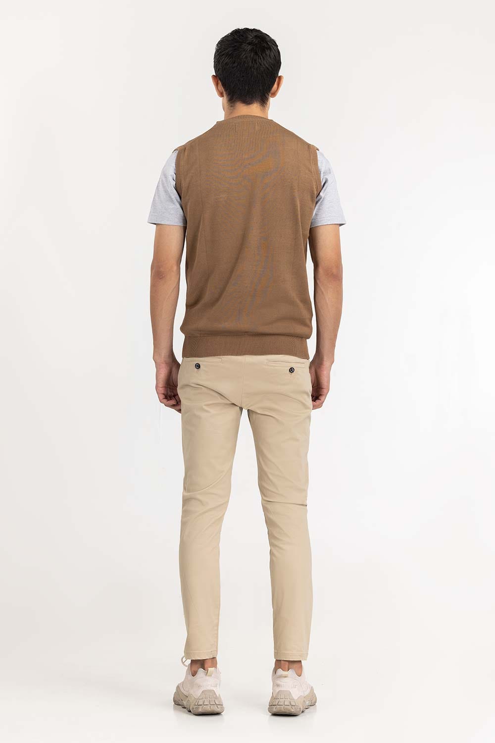 Brown Basic Sleeveless Sweater SWT-BSLVN-22-005