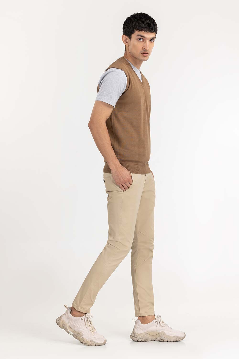 Brown Basic Sleeveless Sweater SWT-BSLVN-22-005