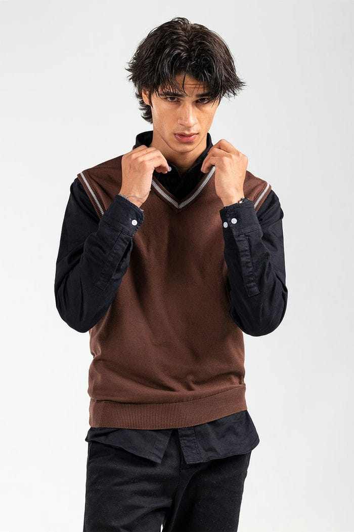 Brown Basic Sweater SL-SWT-D22-06