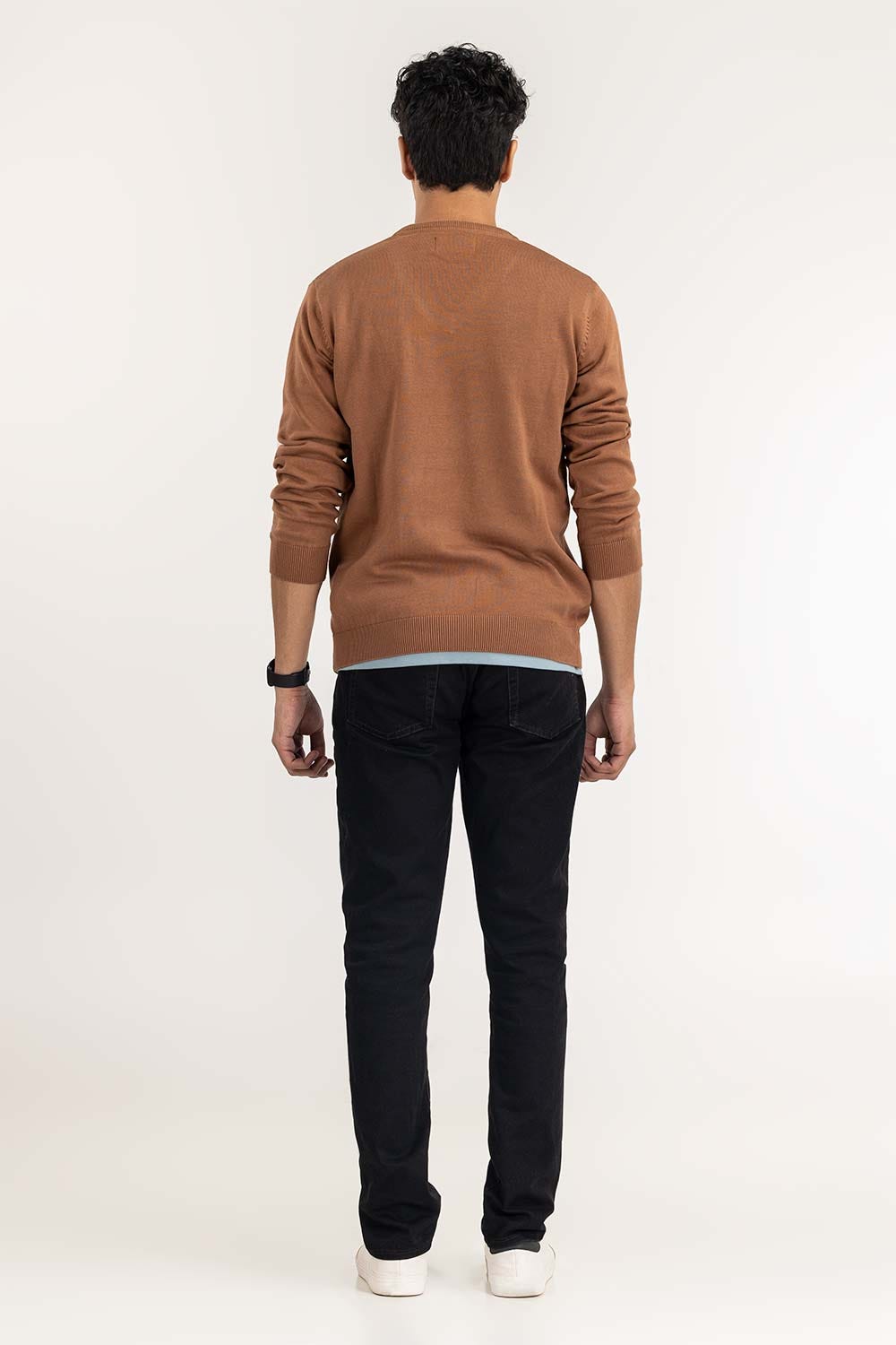 Brown Basic V-Neck Sweater SWT-BFSVN-22-002