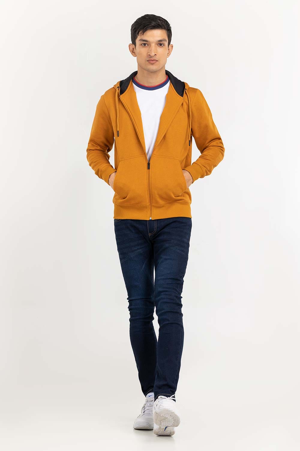 Brown Basic Zipper Hoodie JKT-KNTHZ22-005