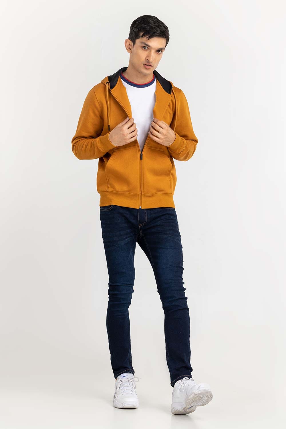 Brown Basic Zipper Hoodie JKT-KNTHZ22-005