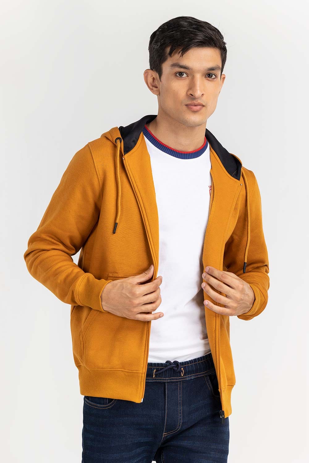 Brown Basic Zipper Hoodie JKT-KNTHZ22-005