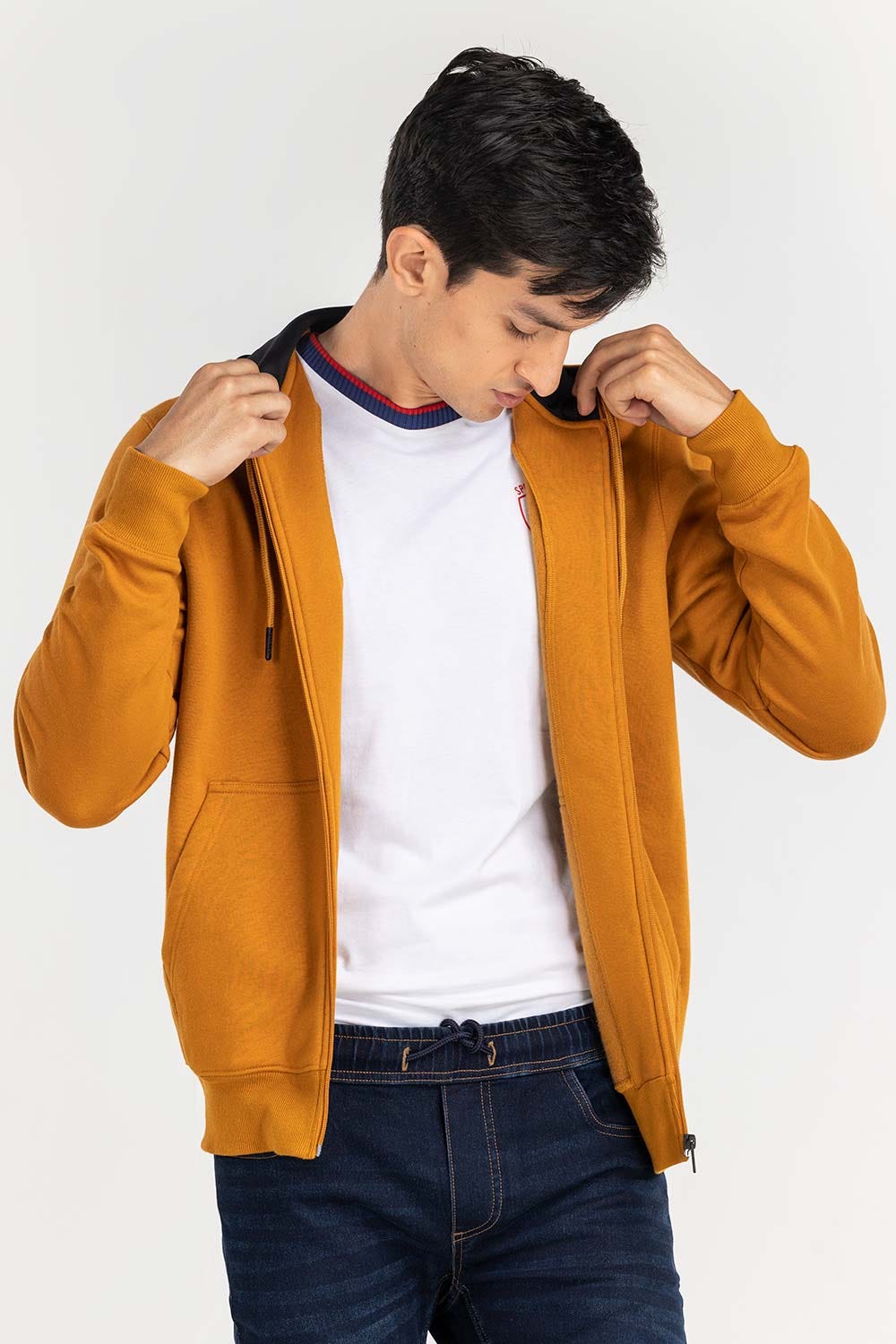 Brown Basic Zipper Hoodie JKT-KNTHZ22-005