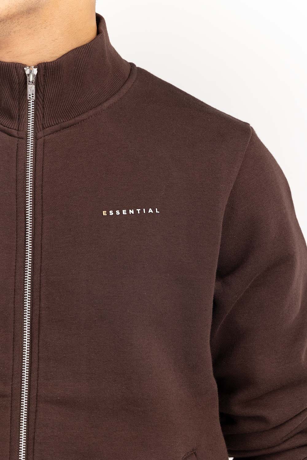 Brown Basic Zipper JKT-KNTMNZ22-053