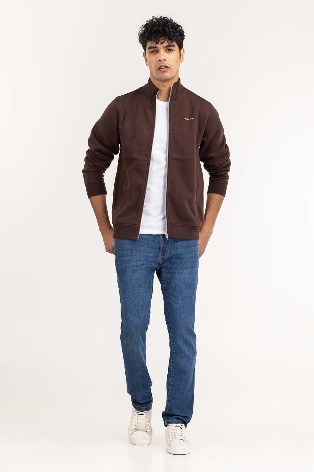 Brown Basic Zipper JKT-KNTMNZ22-053