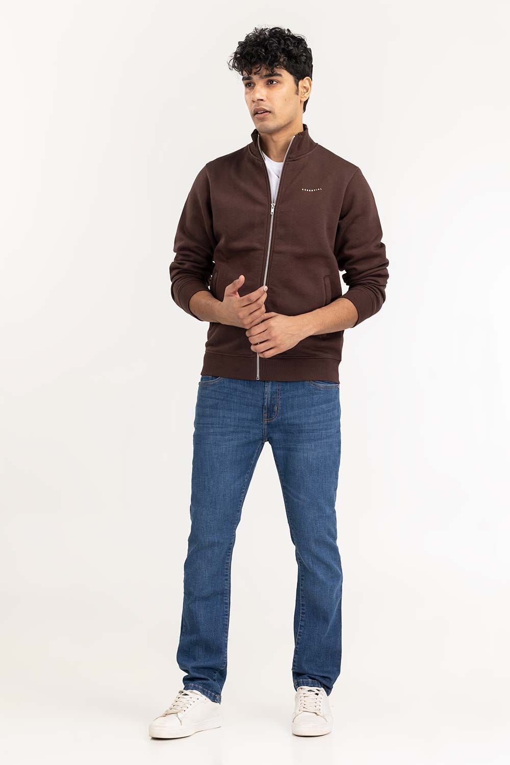 Brown Basic Zipper JKT-KNTMNZ22-053