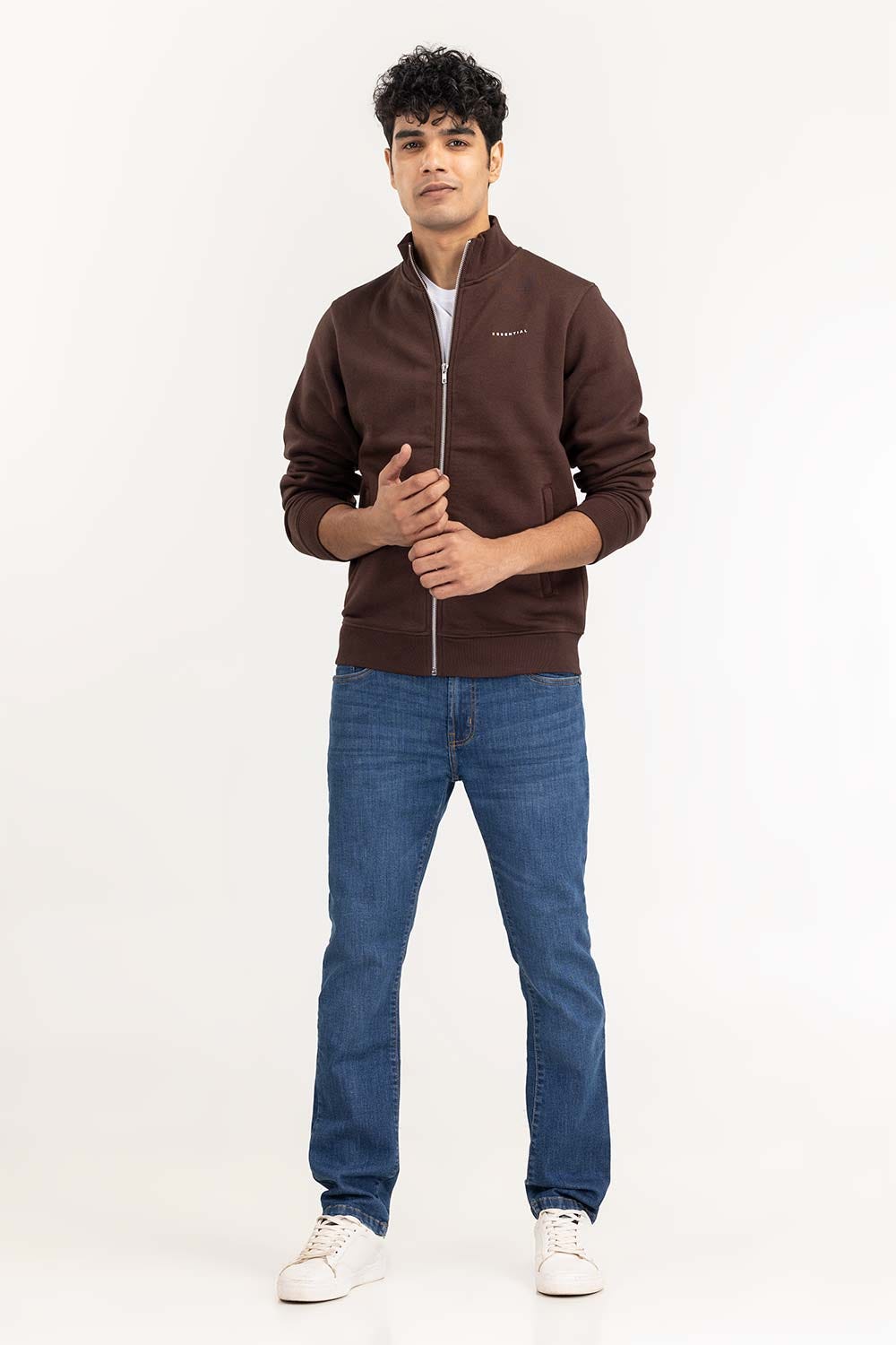 Brown Basic Zipper JKT-KNTMNZ22-053