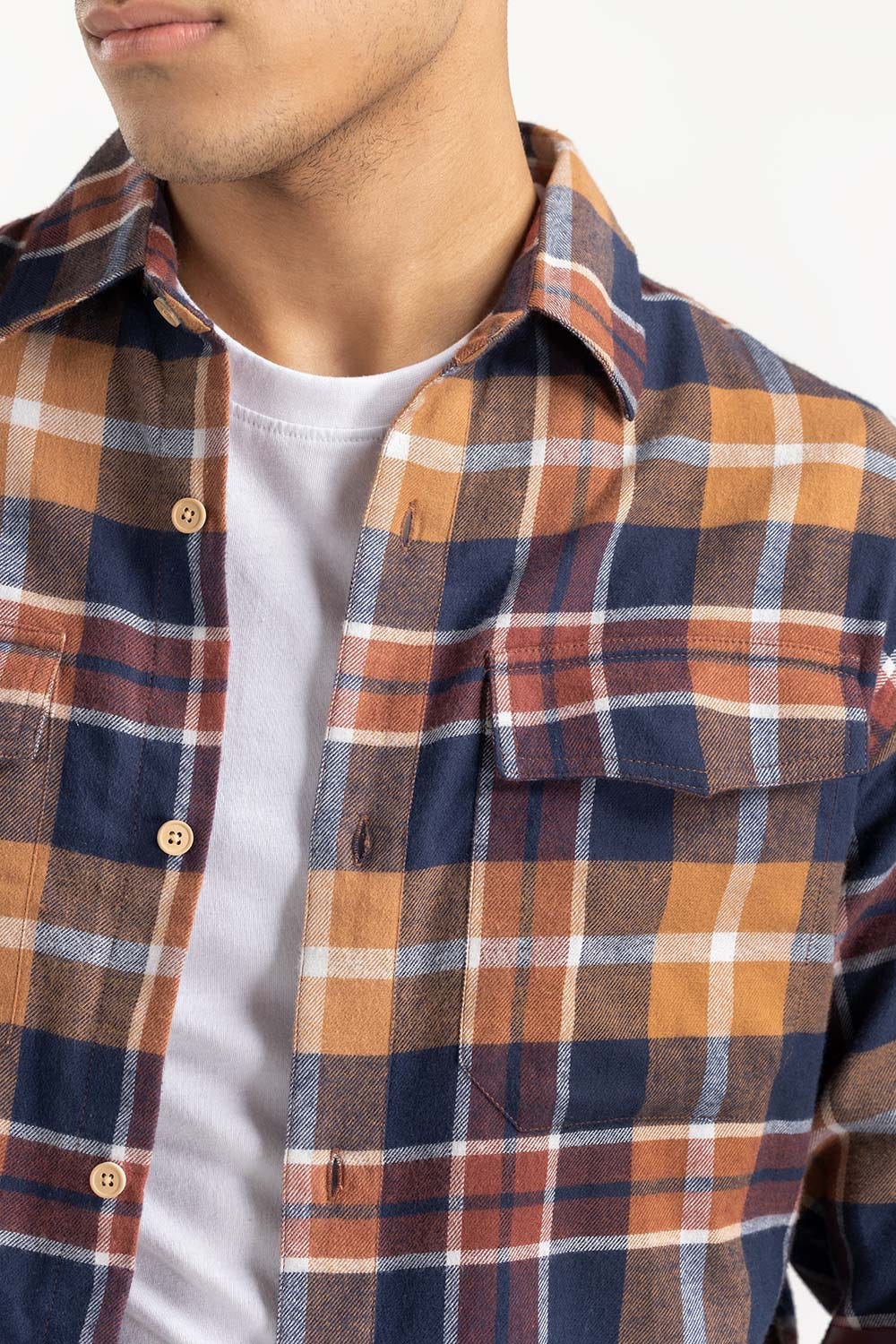 Brown Checkered Button-Down Shirt 224-117-025