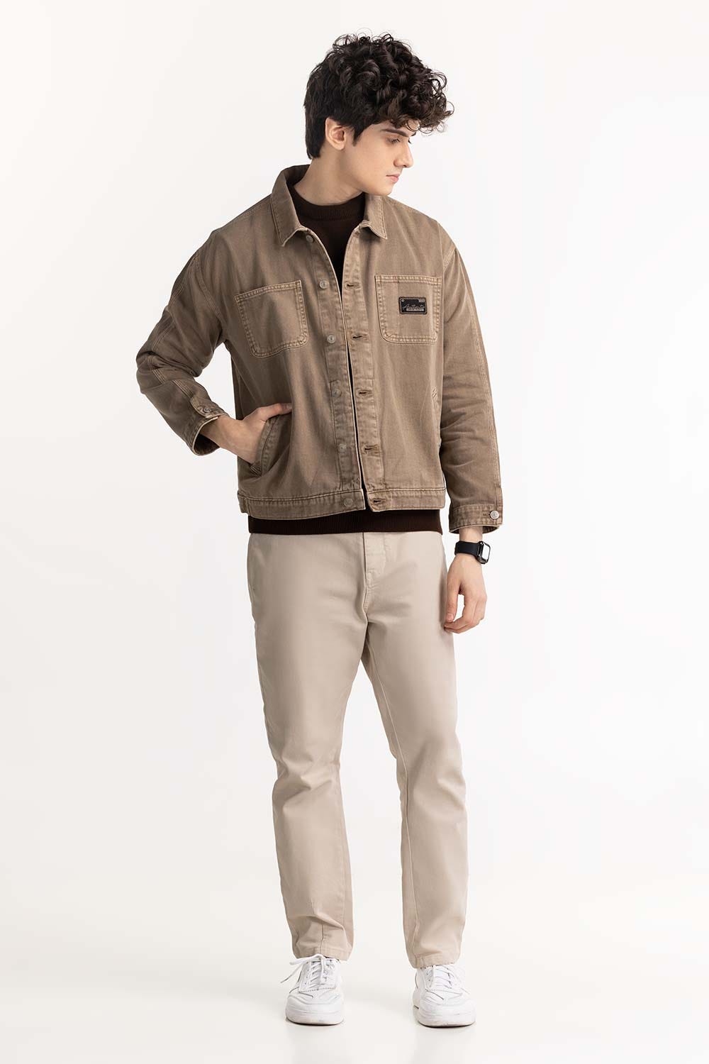 Brown Color Denim Jacket  224-110-042