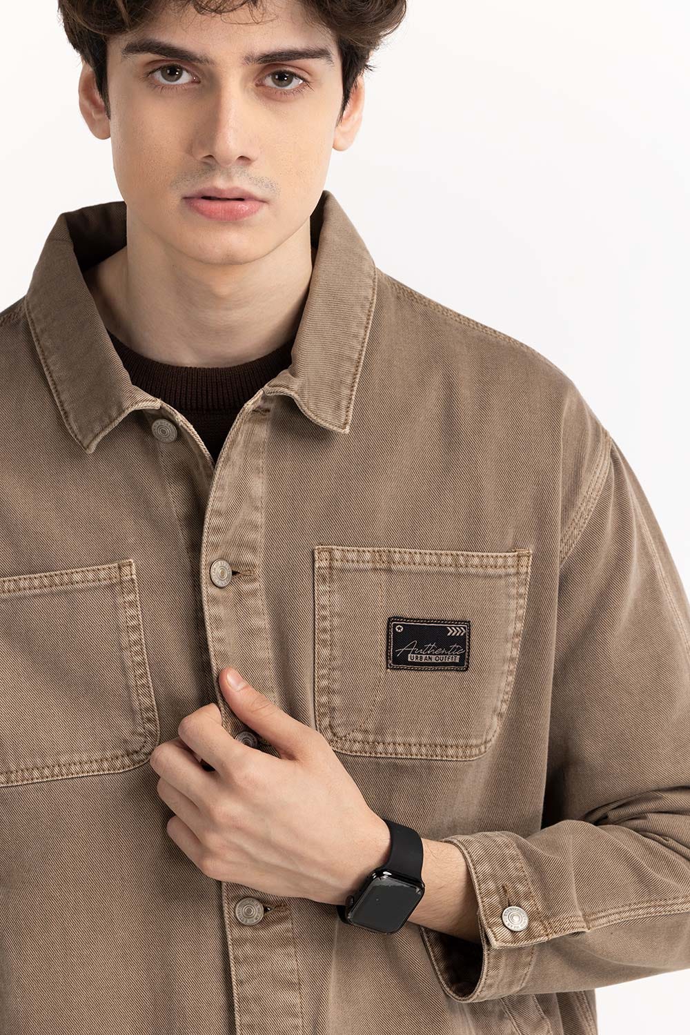 Brown Color Denim Jacket  224-110-042