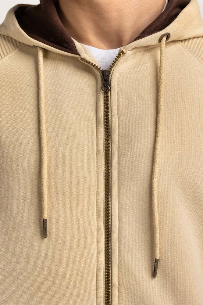Brown Hooded Zipper MN-HDZ-WS23-008