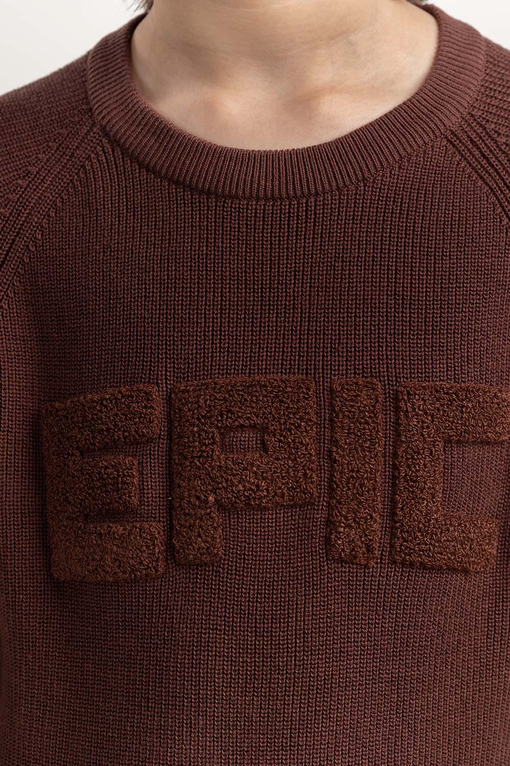 Junior Boy Brown Knit Sweater 224-311-015