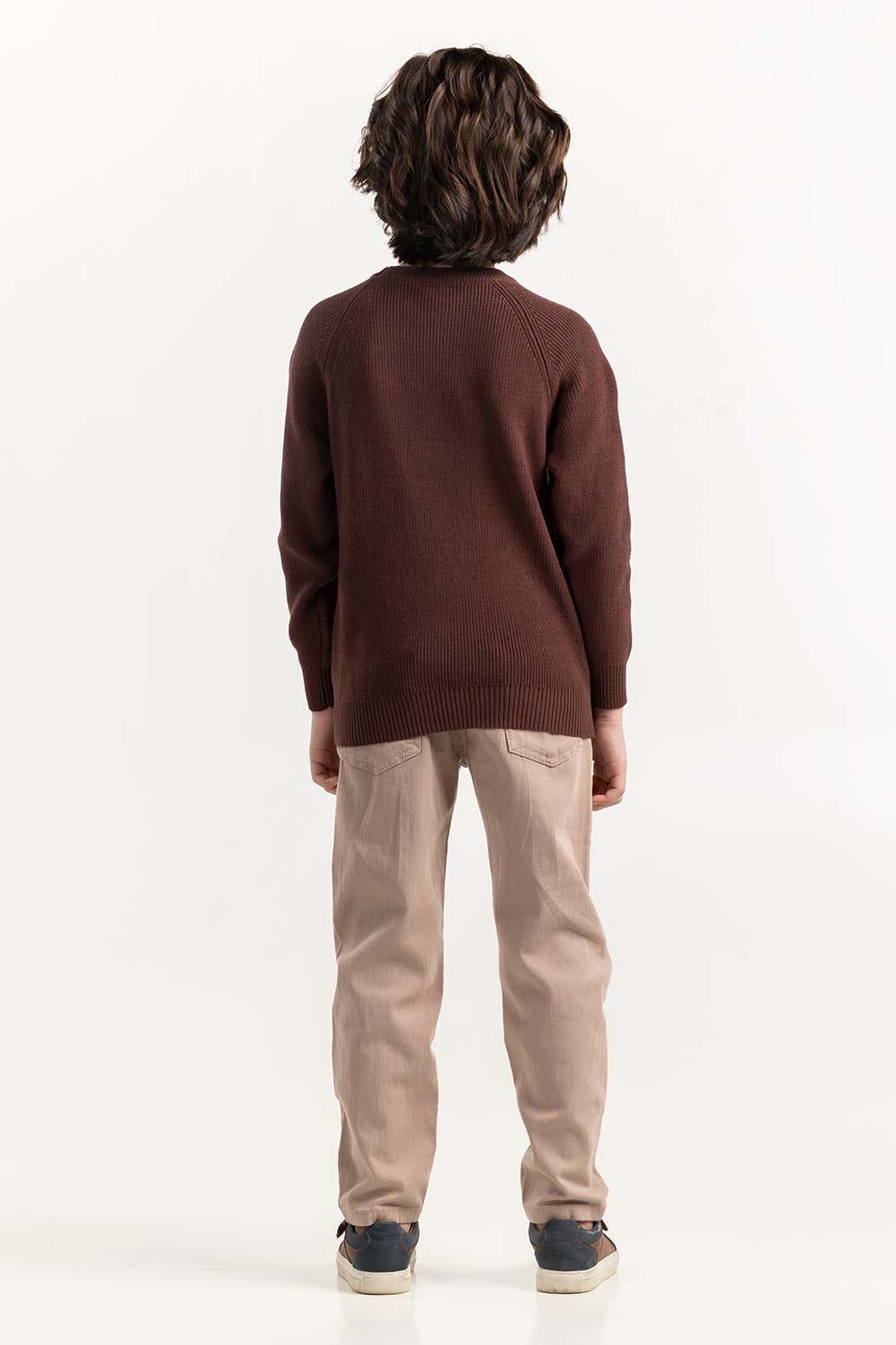 Junior Boy Brown Knit Sweater 224-311-015