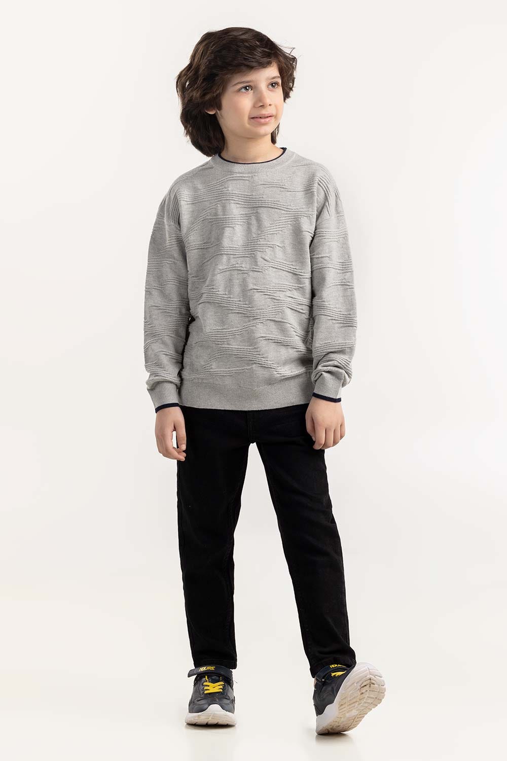 Junior Boy Grey Knit Sweater 224-311-017