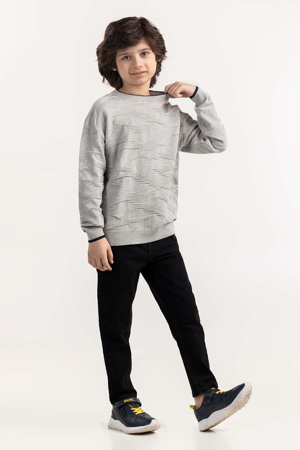Junior Boy Grey Knit Sweater 224-311-017
