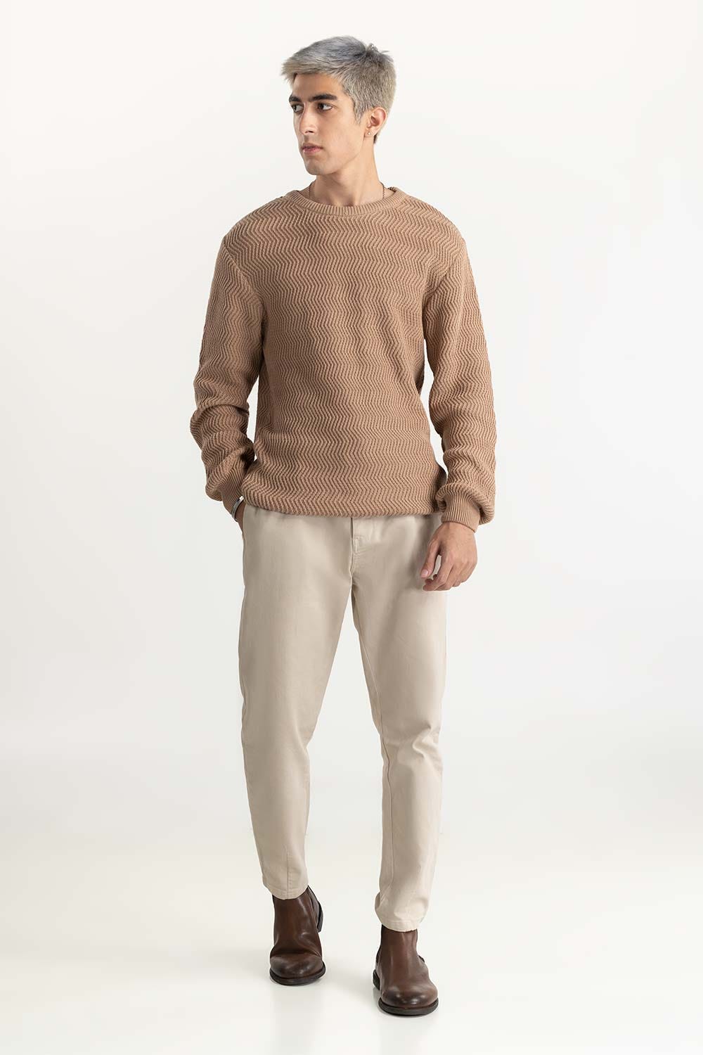 Brown Geometric Sweater 224-111-013