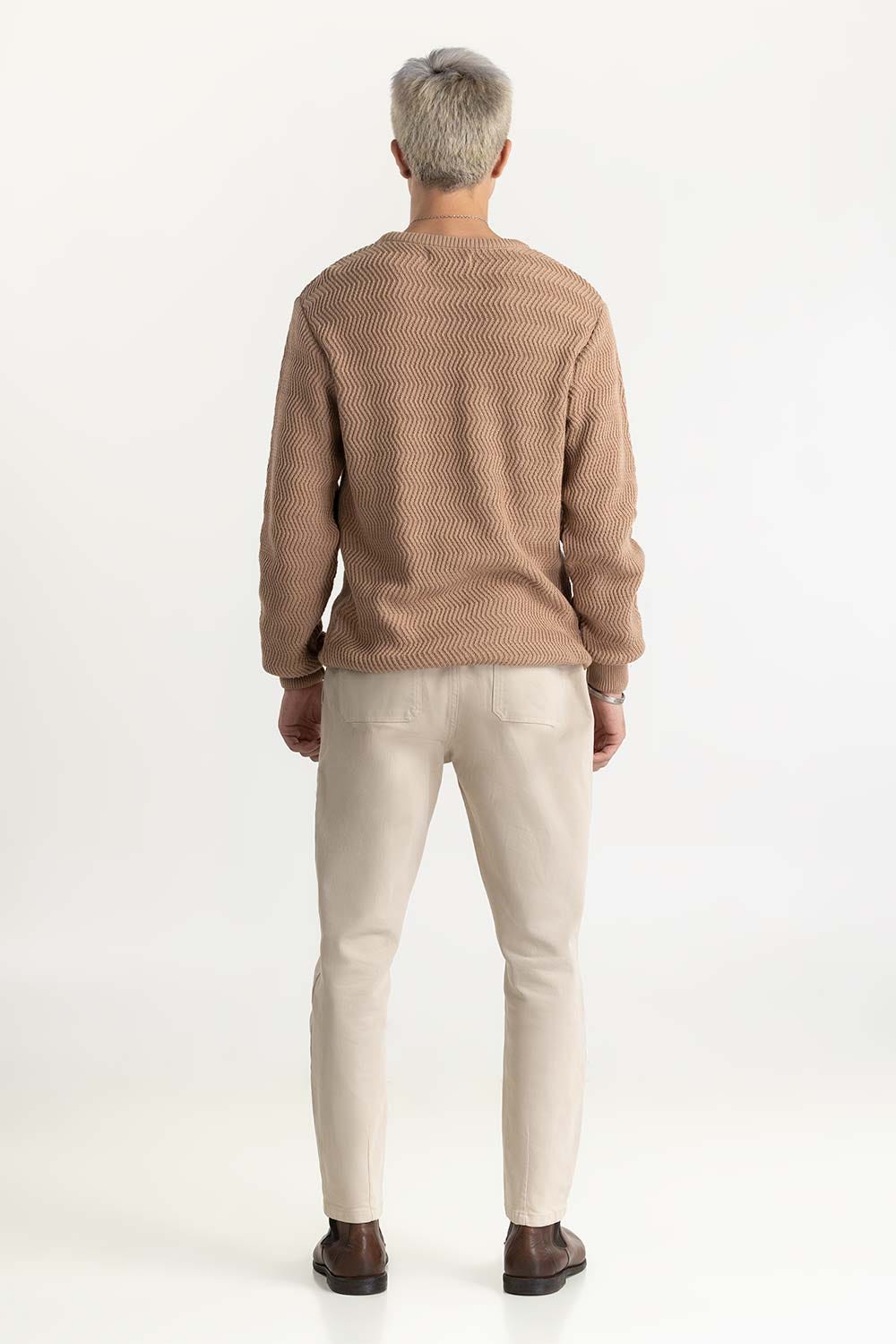 Brown Geometric Sweater 224-111-013