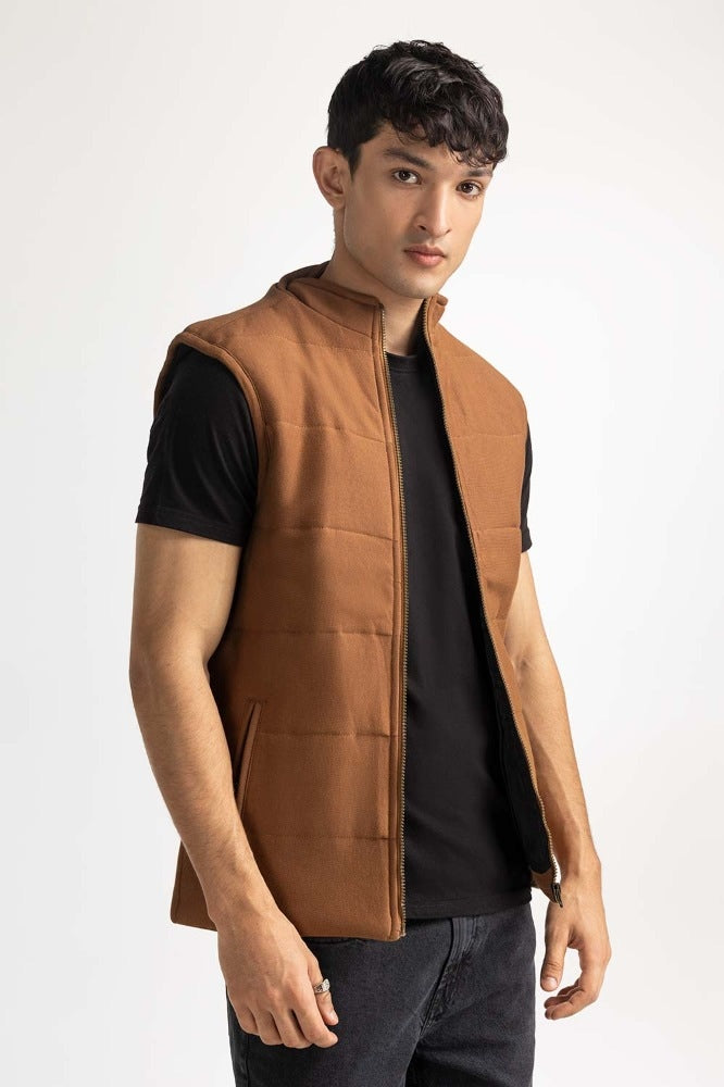 Brown Knitted Vest MN-KNV-WS23-003
