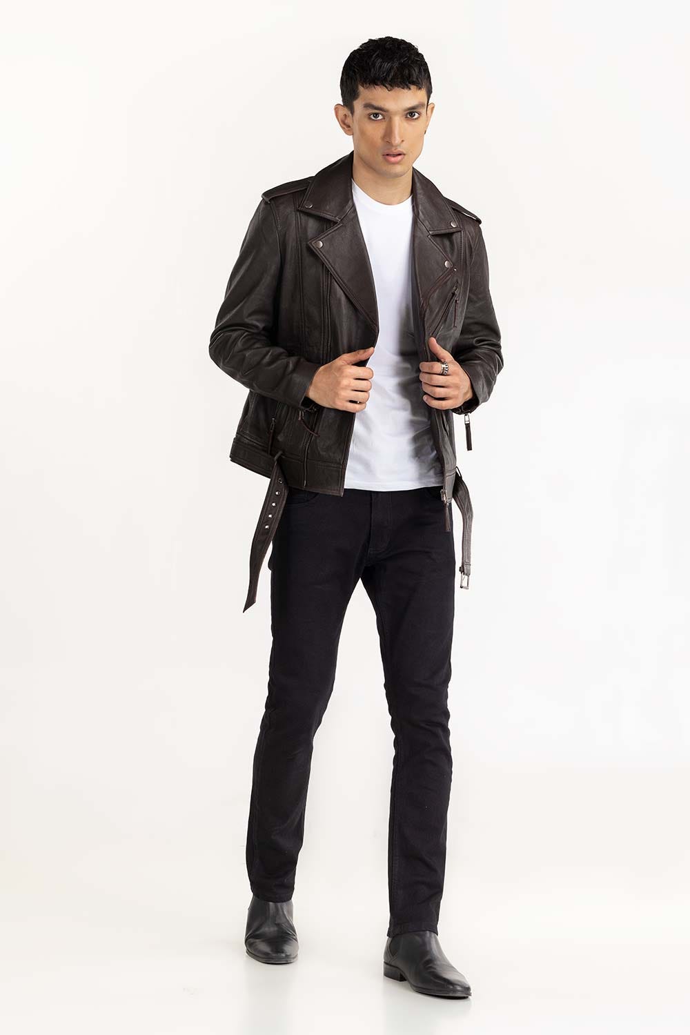 Brown Leather Biker Jacket JKT-LTH22-032