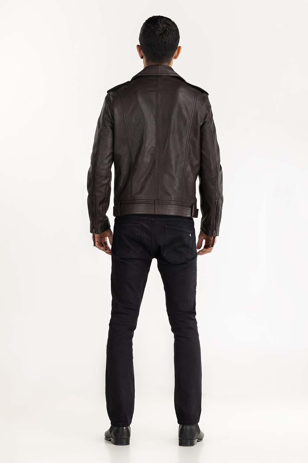 Brown Leather Biker Jacket JKT-LTH22-032