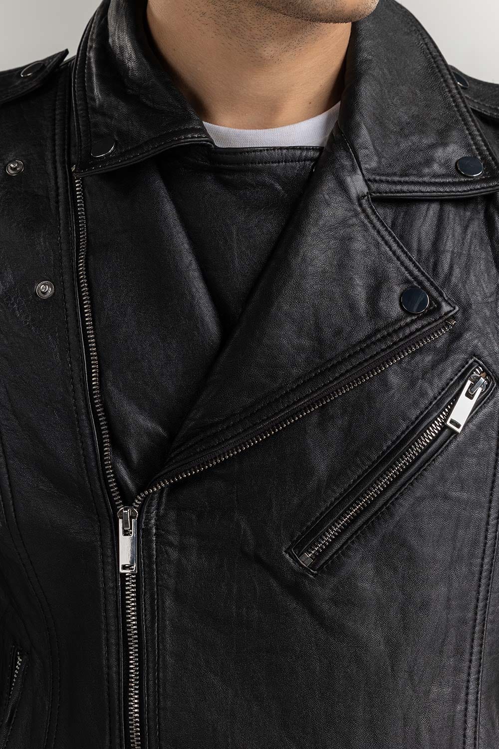 Brown Leather Biker Jacket JKT-LTH22-033
