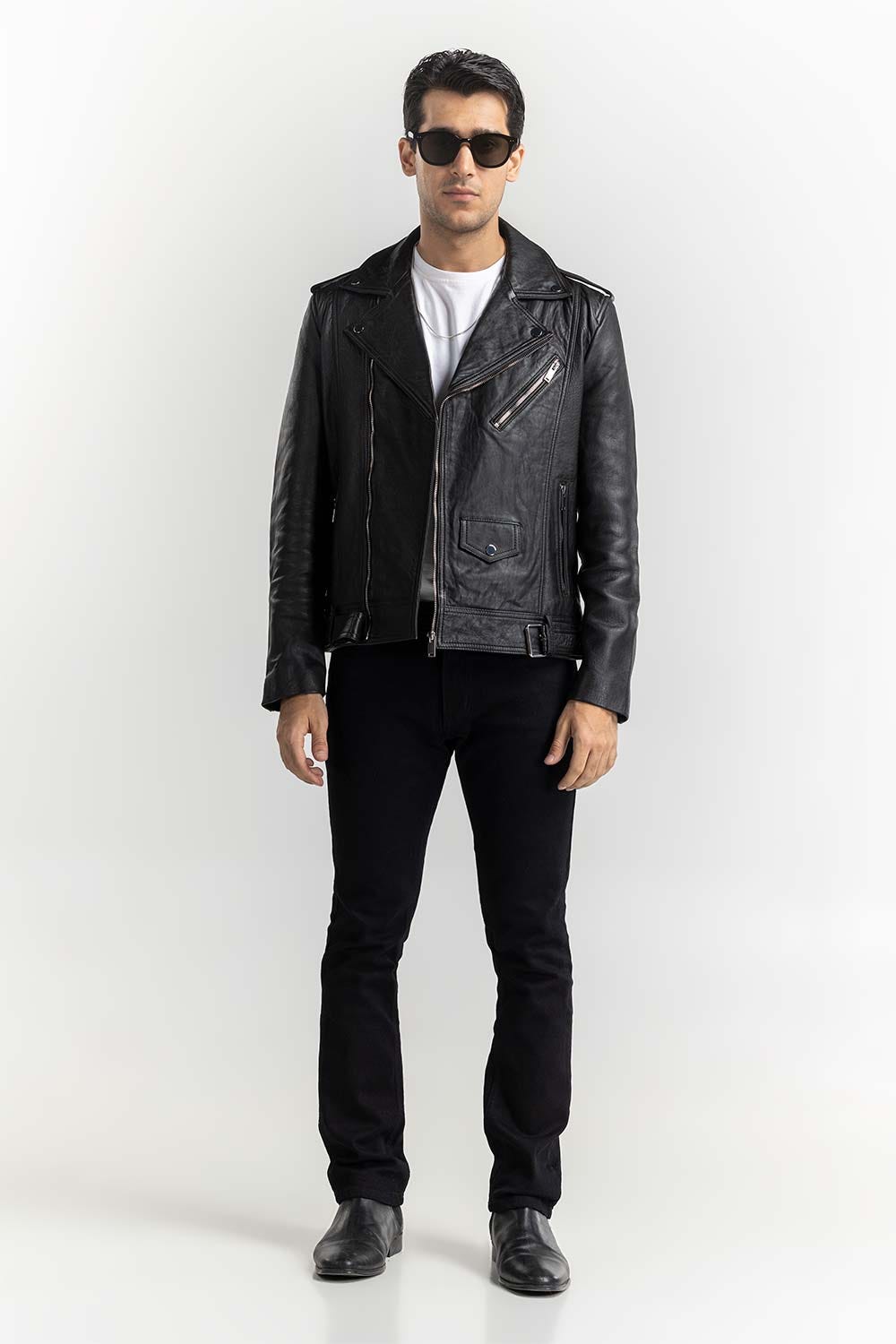 Brown Leather Biker Jacket JKT-LTH22-033