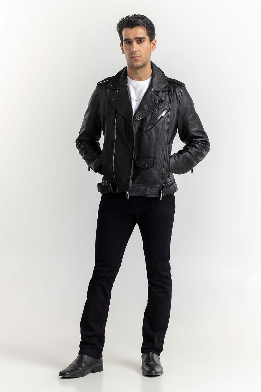 Brown Leather Biker Jacket JKT-LTH22-033