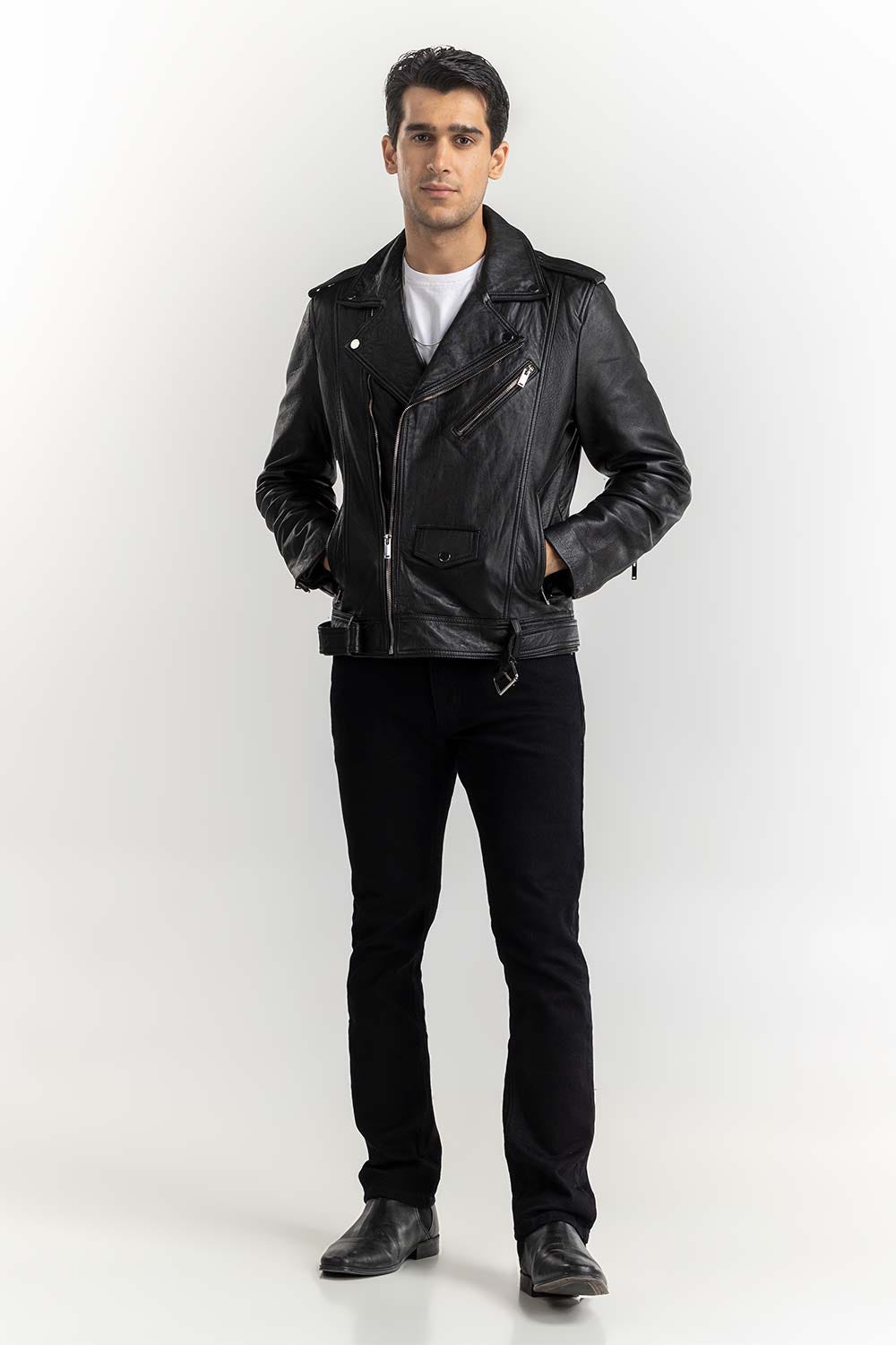 Brown Leather Biker Jacket JKT-LTH22-033