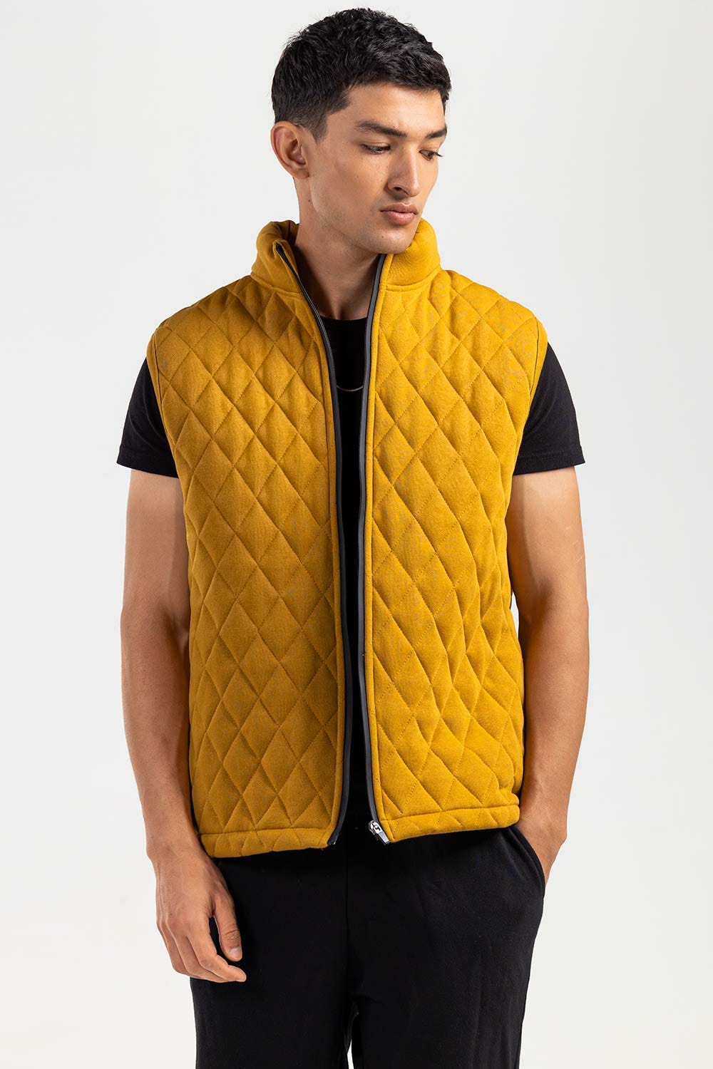 Brown Mock Neck Vest Jacket JKT-MNV-D26-02