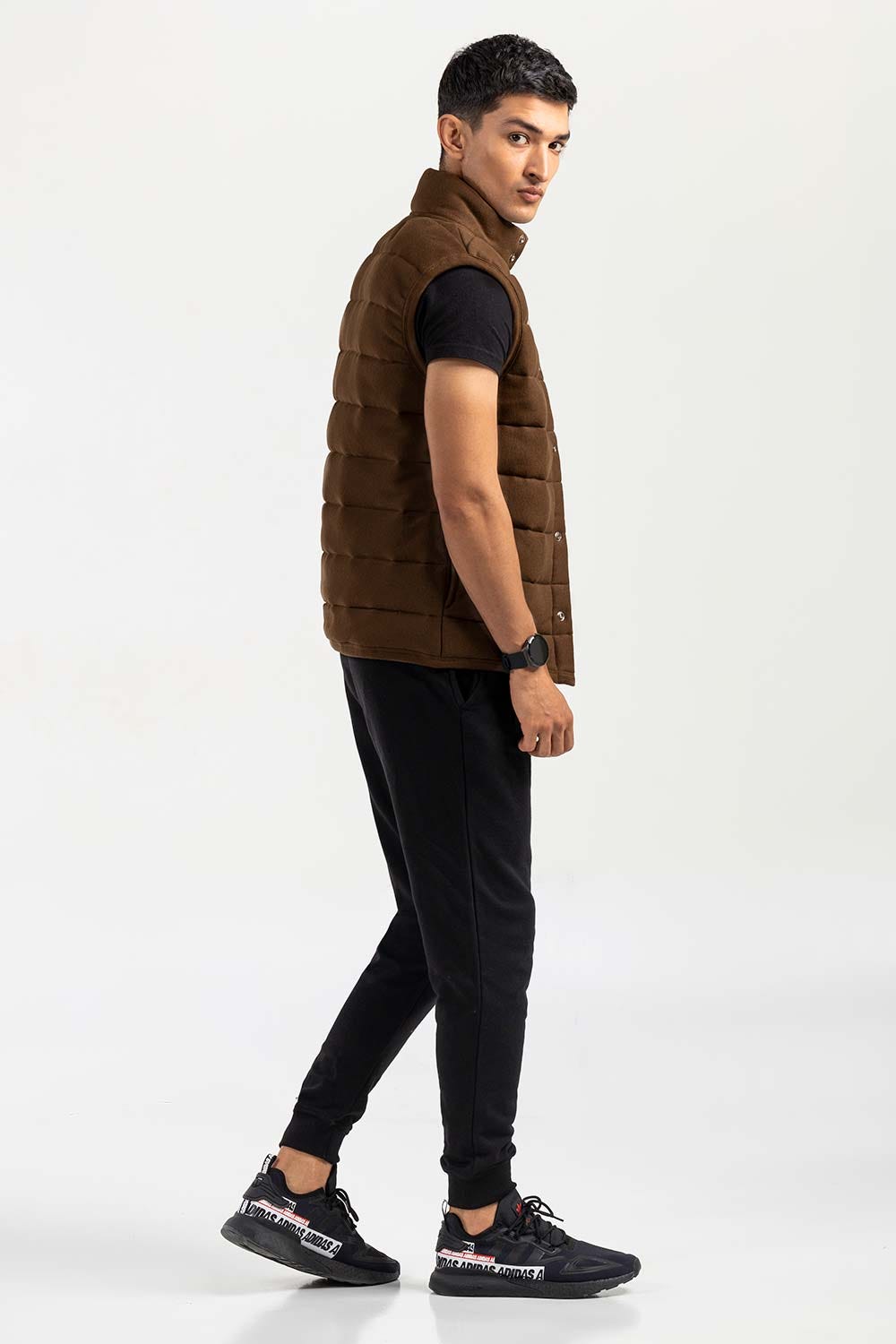 Brown Mock Neck Vest Jacket JKT-MNV-D28-01