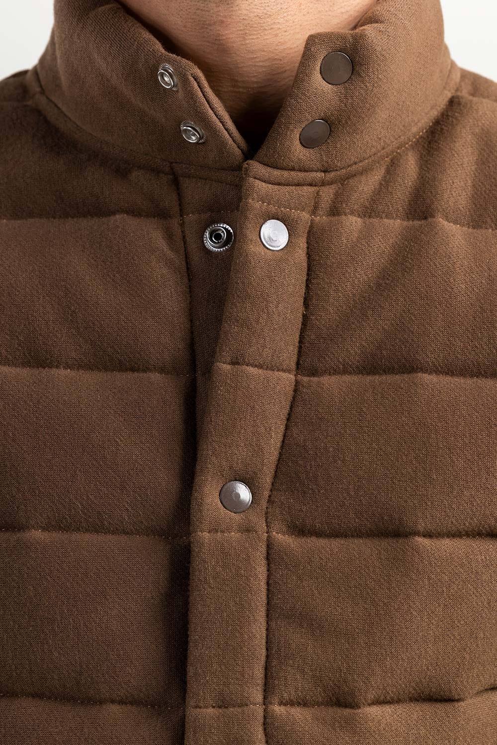 Brown Mock Neck Vest Jacket JKT-MNV-D28-01