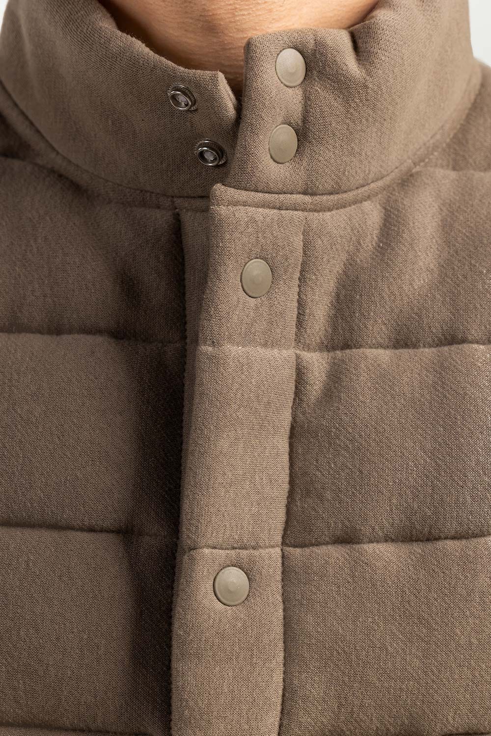 Brown Mock Neck Vest Jacket JKT-MNV-D28-02