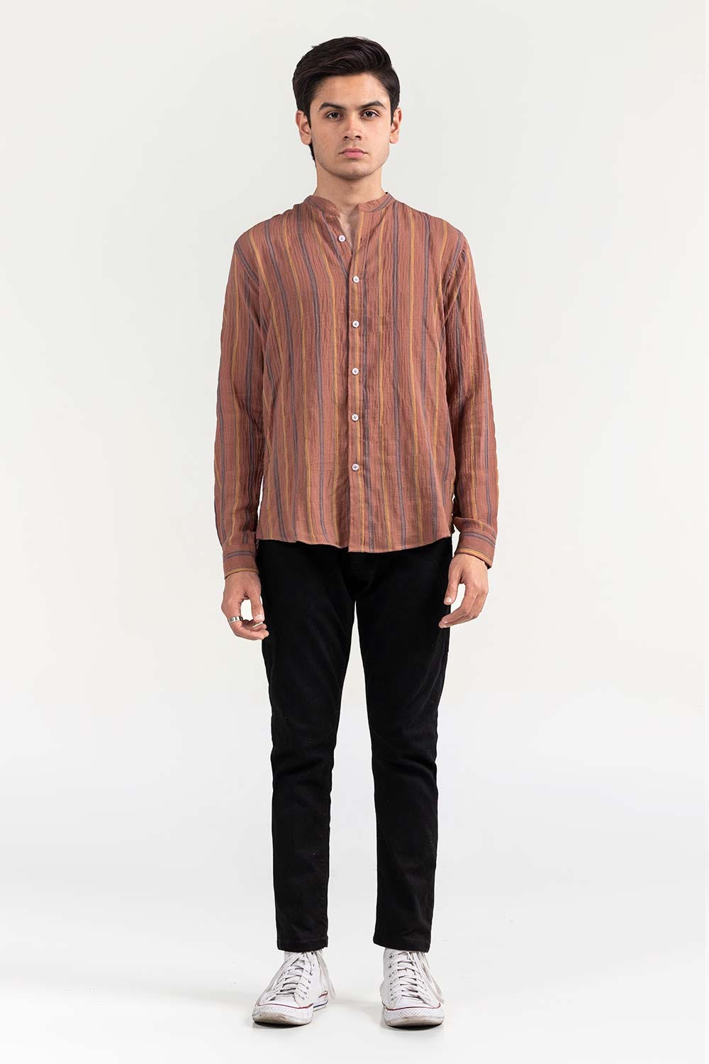 Brown Navy Striped Casual Shirt CM-YD-2966 CS