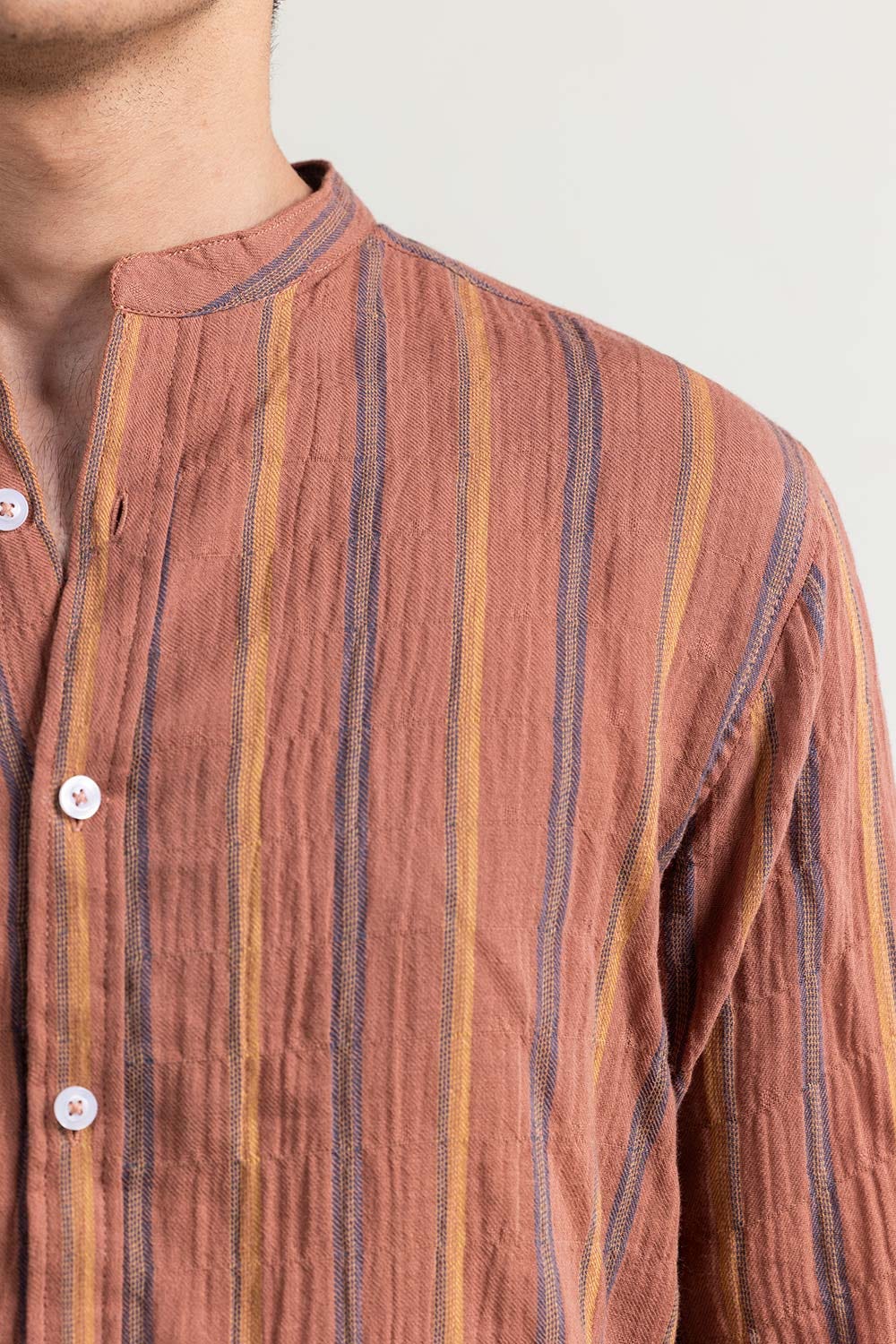 Brown Navy Striped Casual Shirt CM-YD-2966 CS