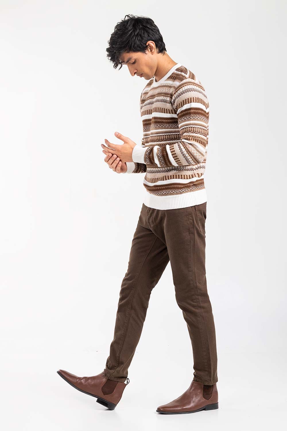 Brown Oatmeal Fashion Sweater FS-SWT-FD-378-01