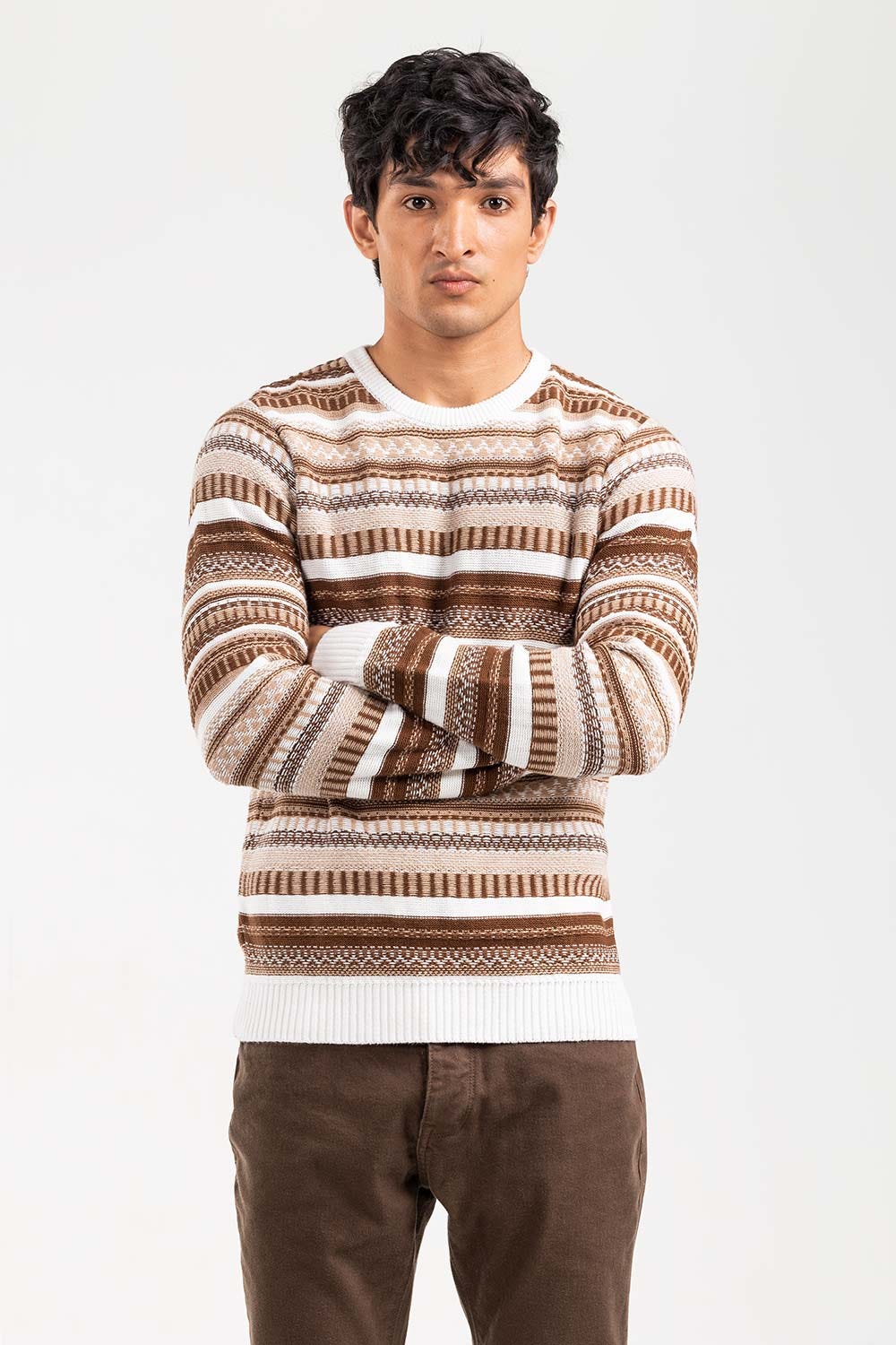 Brown Oatmeal Fashion Sweater FS-SWT-FD-378-01