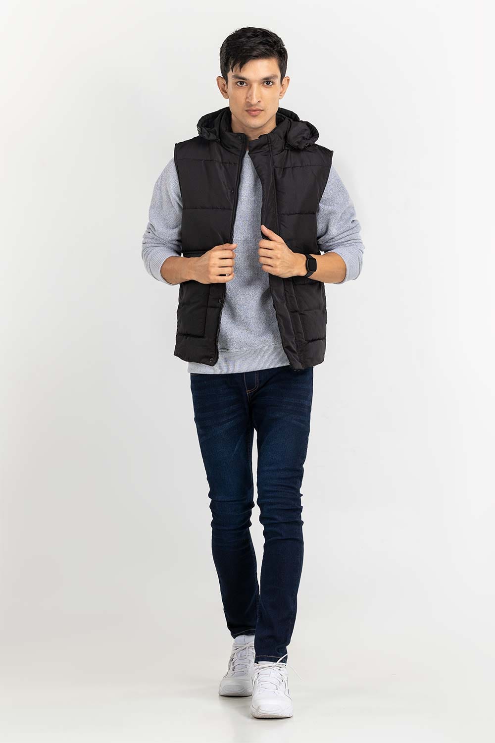 Brown Puffer Gilet with Hoodie JKT-WVST22-007