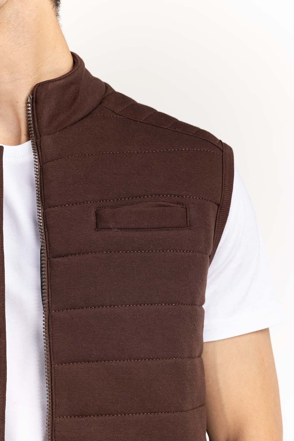 Brown Quilted Gilet JKT-KNTVST22-024