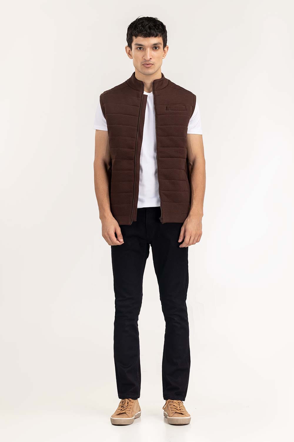 Brown Quilted Gilet JKT-KNTVST22-024