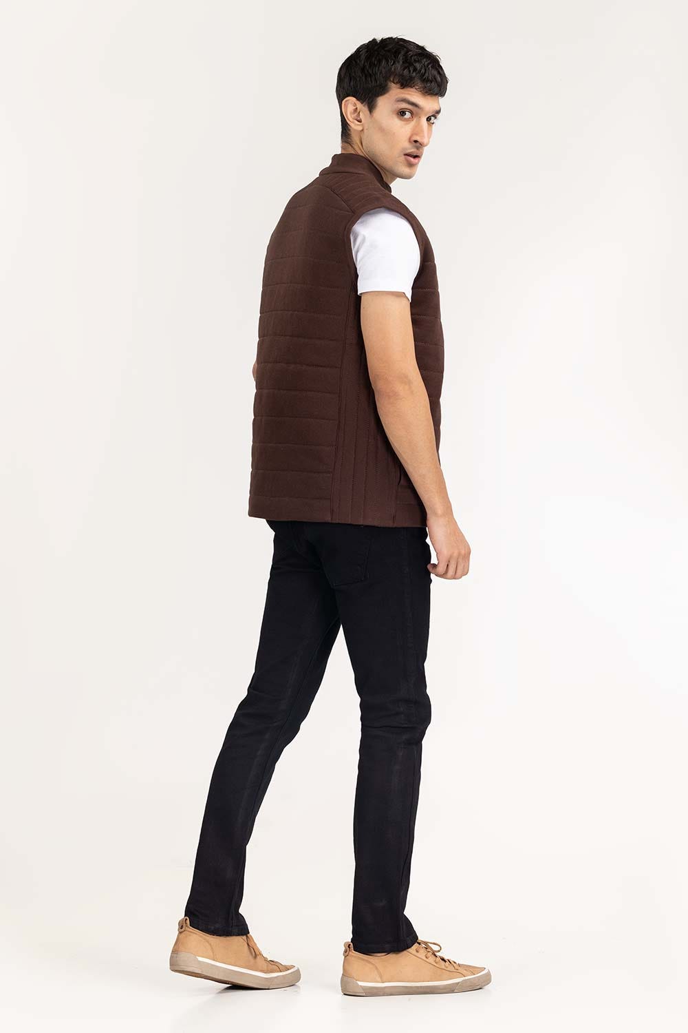 Brown Quilted Gilet JKT-KNTVST22-024