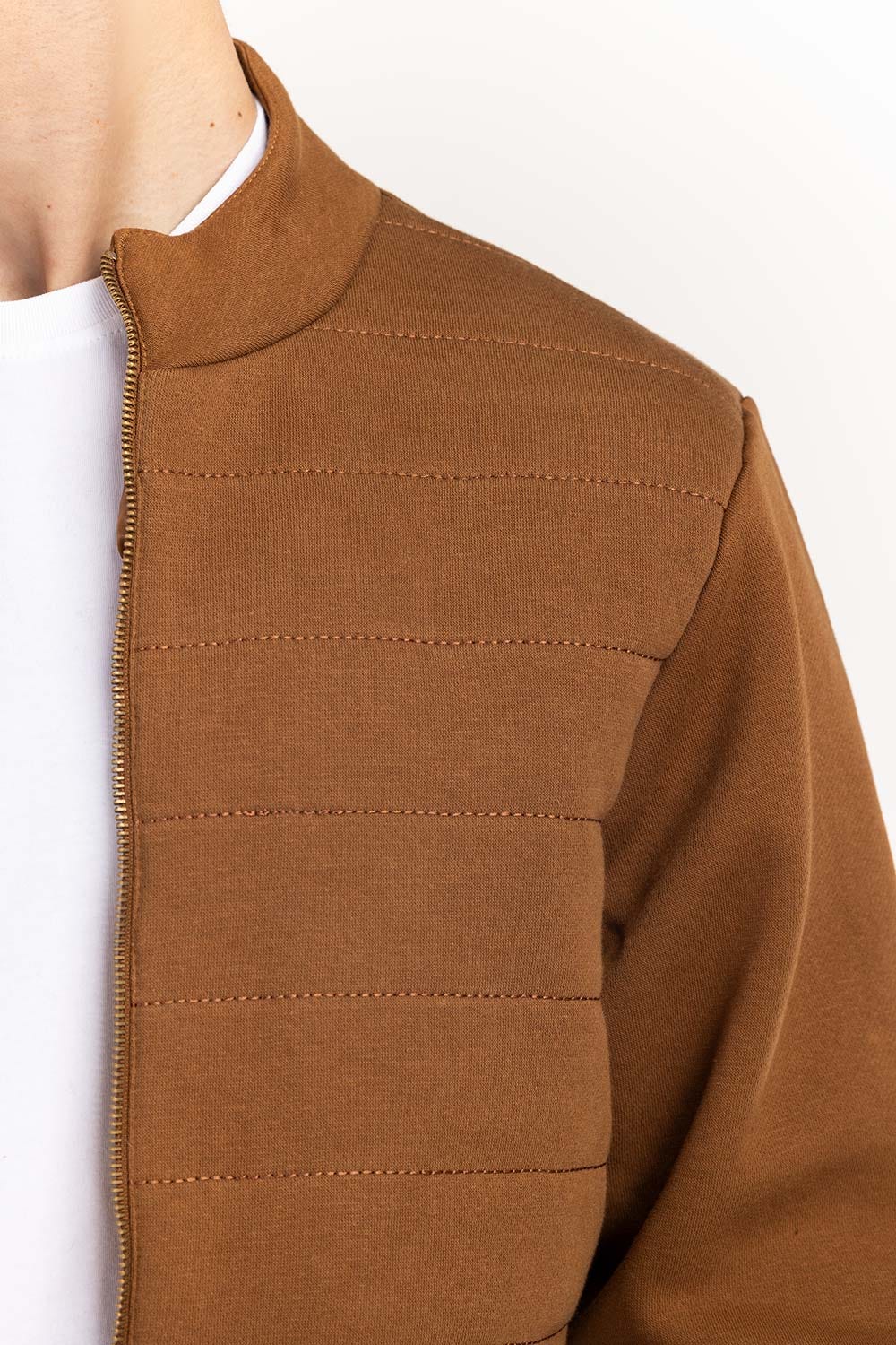 Brown Quilted Zipper JKT-KNTMNZ22-029