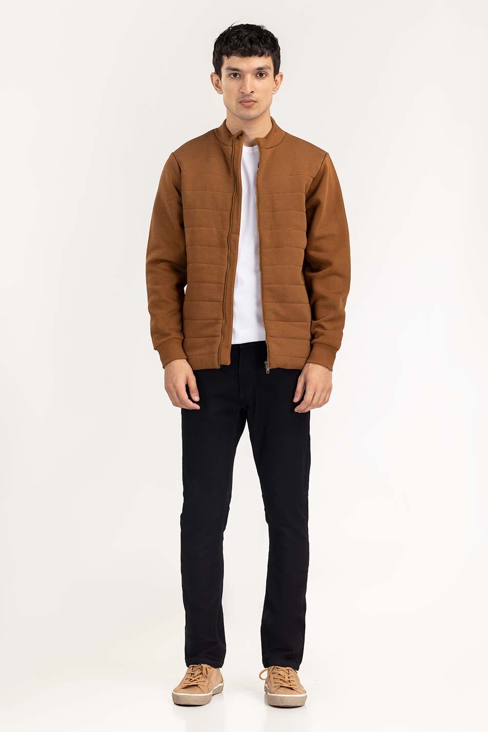 Brown Quilted Zipper JKT-KNTMNZ22-029