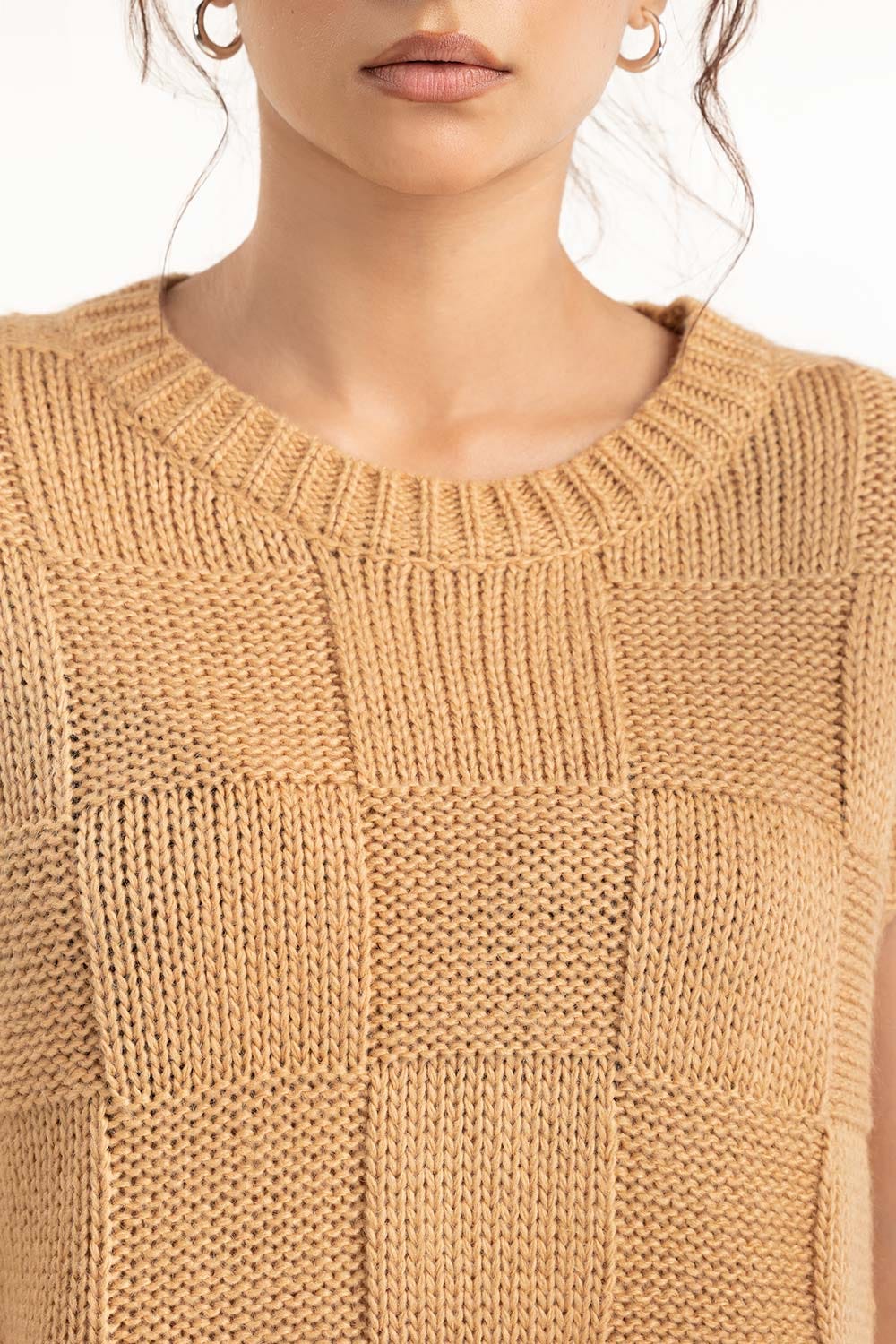 Brown Sleeveless Vest Sweater 224-211-006