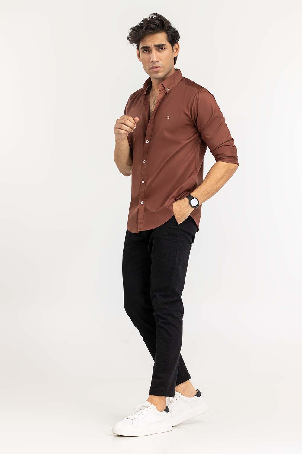 Brown Solid Casual Shirt CS-PD22-013