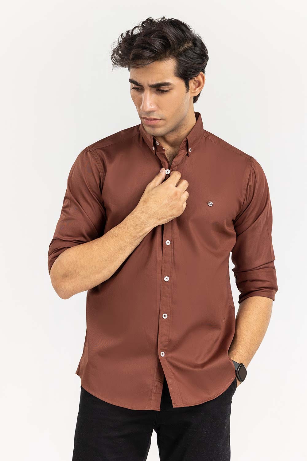 Brown Solid Casual Shirt CS-PD22-013
