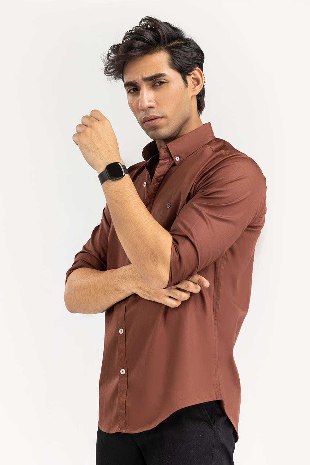 Brown Solid Casual Shirt CS-PD22-013