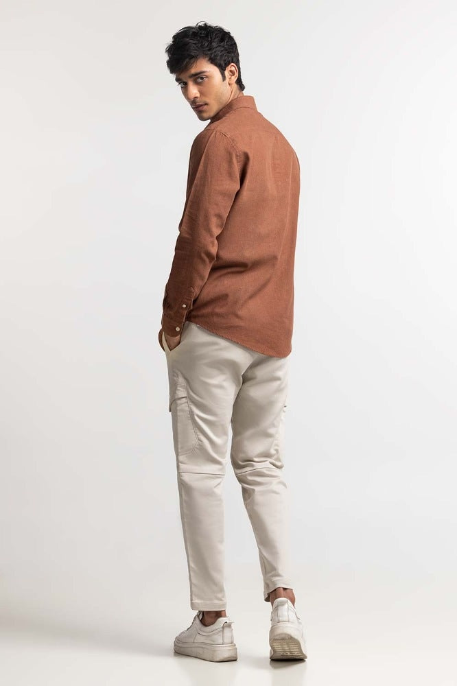 Brown Solid Casual Shirt MN-CS-SS24-014