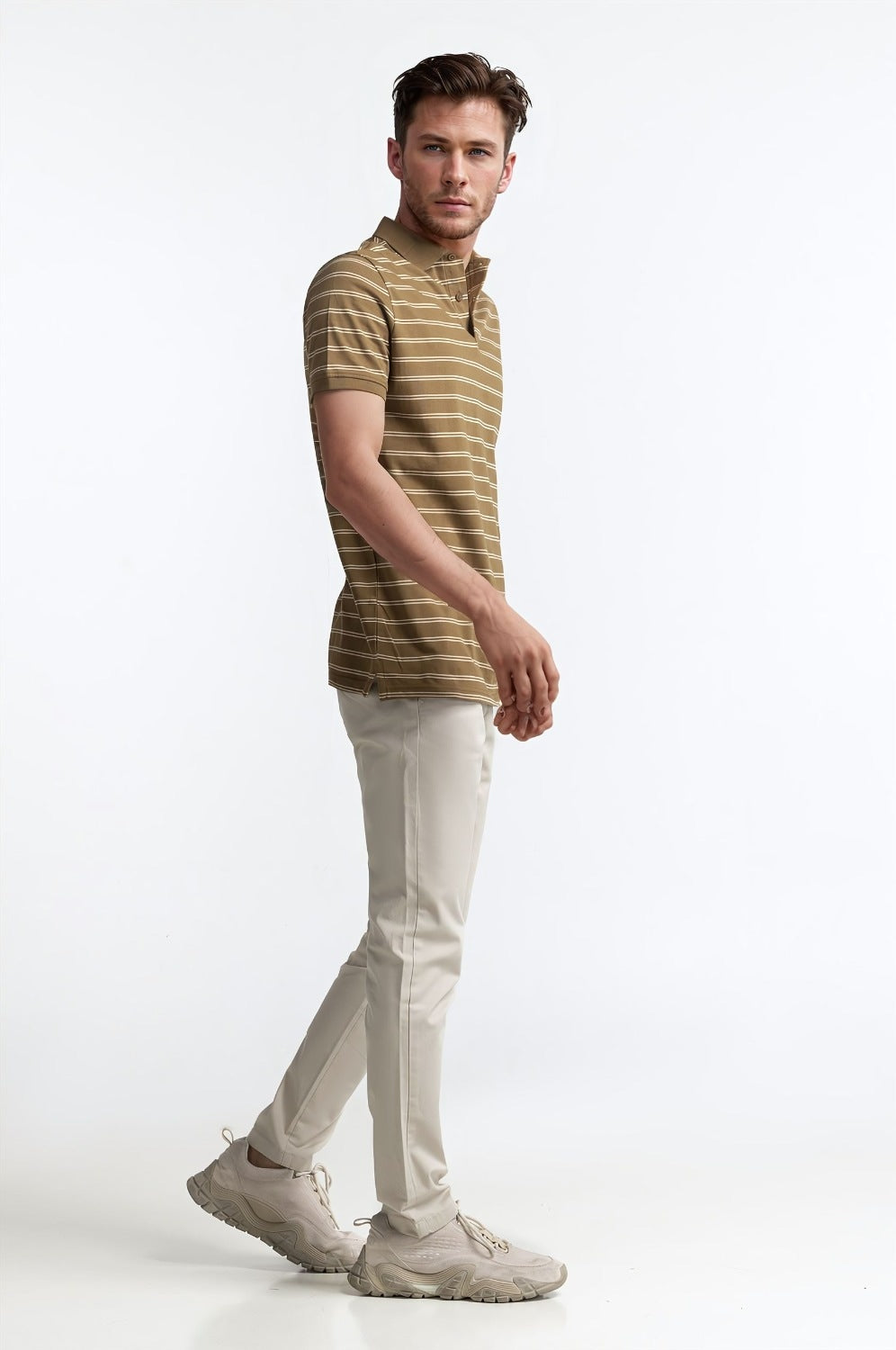 Brown Striped Polo PS-FSHN24-084