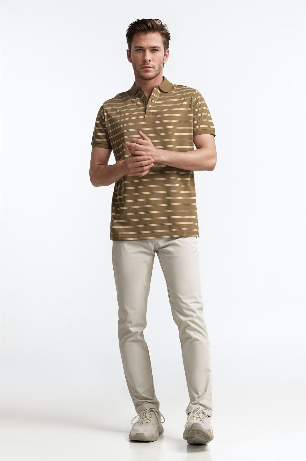 Brown Striped Polo PS-FSHN24-084